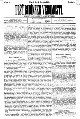 Pešťkbudínske vedomosti Dienstag 6. August 1861