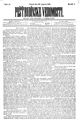 Pešťkbudínske vedomosti Dienstag 20. August 1861