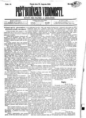 Pešťkbudínske vedomosti Freitag 23. August 1861