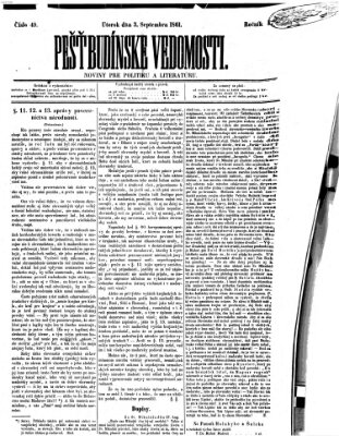 Pešťkbudínske vedomosti Dienstag 3. September 1861