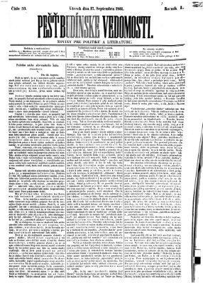 Pešťkbudínske vedomosti Dienstag 17. September 1861