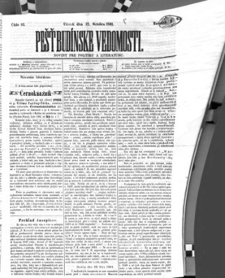 Pešťkbudínske vedomosti Dienstag 22. Oktober 1861