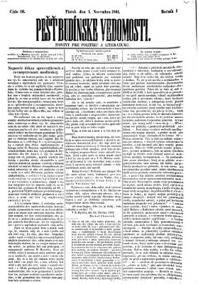 Pešťkbudínske vedomosti Freitag 1. November 1861