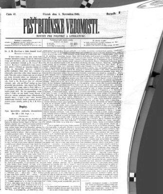 Pešťkbudínske vedomosti Dienstag 5. November 1861