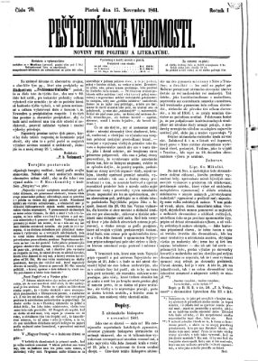 Pešťkbudínske vedomosti Freitag 15. November 1861