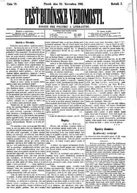 Pešťkbudínske vedomosti Freitag 22. November 1861