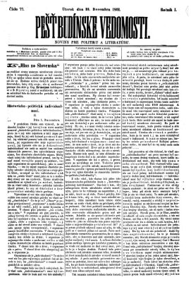 Pešťkbudínske vedomosti Dienstag 10. Dezember 1861