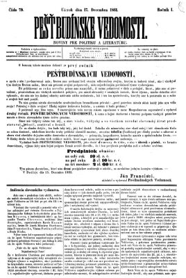 Pešťkbudínske vedomosti Dienstag 17. Dezember 1861