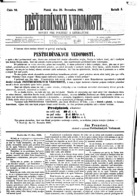 Pešťkbudínske vedomosti Freitag 20. Dezember 1861