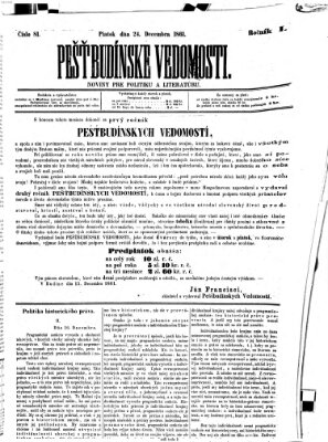 Pešťkbudínske vedomosti Dienstag 24. Dezember 1861