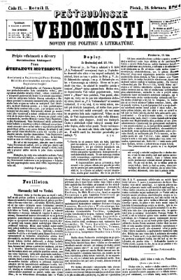 Pešťkbudínske vedomosti Freitag 28. Februar 1862