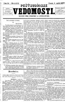 Pešťkbudínske vedomosti Dienstag 8. April 1862