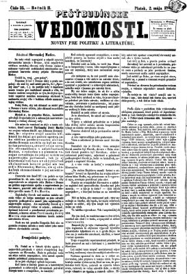 Pešťkbudínske vedomosti Freitag 2. Mai 1862