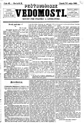 Pešťkbudínske vedomosti Dienstag 27. Mai 1862