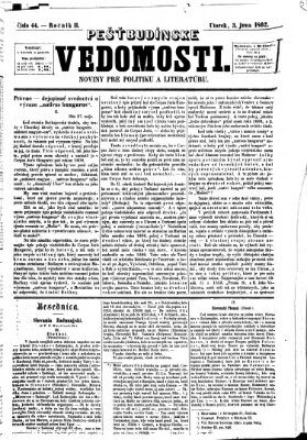 Pešťkbudínske vedomosti Dienstag 3. Juni 1862