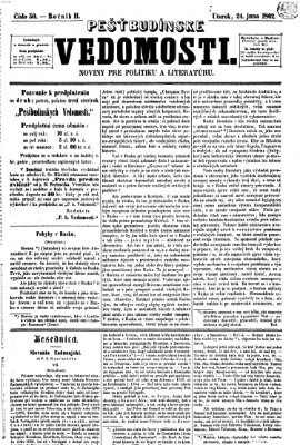 Pešťkbudínske vedomosti Dienstag 24. Juni 1862