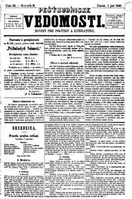 Pešťkbudínske vedomosti Dienstag 1. Juli 1862