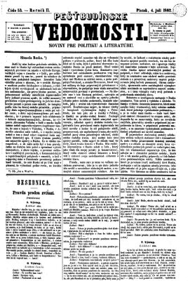 Pešťkbudínske vedomosti Freitag 4. Juli 1862