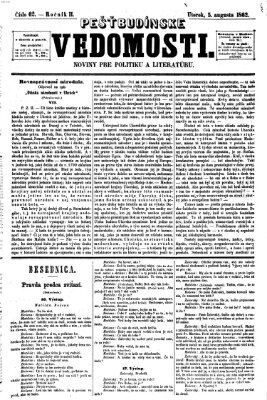 Pešťkbudínske vedomosti Dienstag 5. August 1862