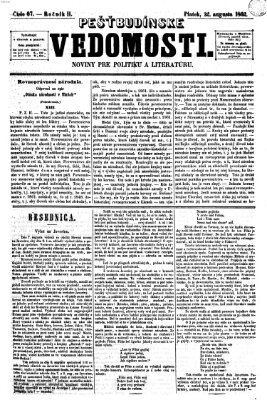 Pešťkbudínske vedomosti Freitag 22. August 1862