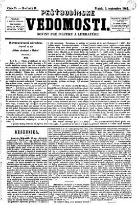 Pešťkbudínske vedomosti Freitag 5. September 1862