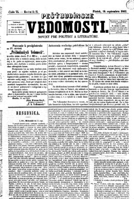 Pešťkbudínske vedomosti Freitag 19. September 1862