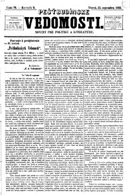 Pešťkbudínske vedomosti Dienstag 23. September 1862