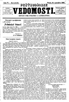 Pešťkbudínske vedomosti Freitag 26. September 1862