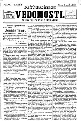 Pešťkbudínske vedomosti Freitag 3. Oktober 1862