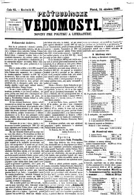 Pešťkbudínske vedomosti Freitag 24. Oktober 1862