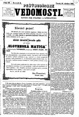 Pešťkbudínske vedomosti Dienstag 28. Oktober 1862