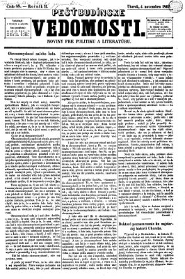 Pešťkbudínske vedomosti Dienstag 4. November 1862