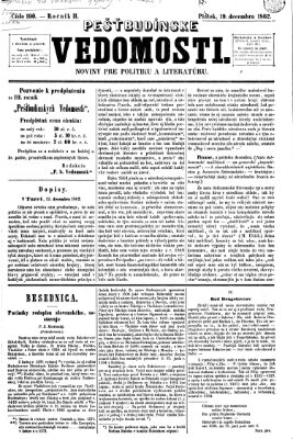 Pešťkbudínske vedomosti Freitag 19. Dezember 1862