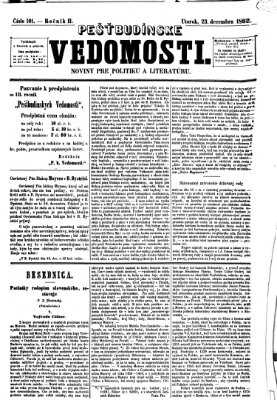 Pešťkbudínske vedomosti Dienstag 23. Dezember 1862