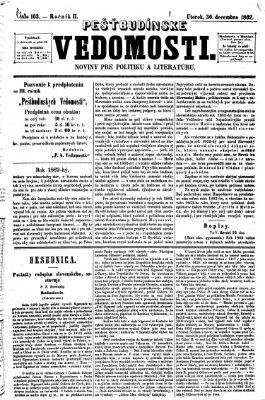 Pešťkbudínske vedomosti Dienstag 30. Dezember 1862