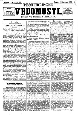 Pešťkbudínske vedomosti Dienstag 27. Januar 1863