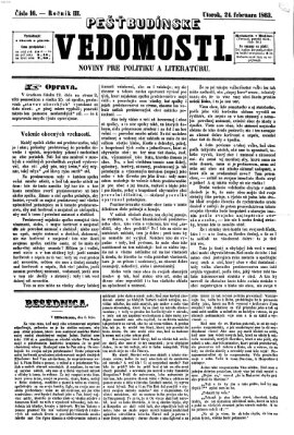 Pešťkbudínske vedomosti Dienstag 24. Februar 1863