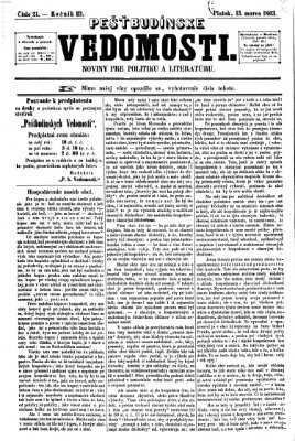 Pešťkbudínske vedomosti Freitag 13. März 1863