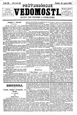 Pešťkbudínske vedomosti Freitag 10. April 1863