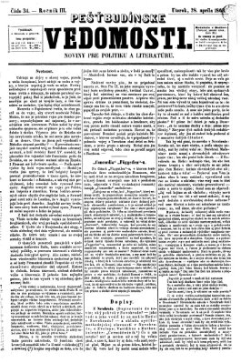 Pešťkbudínske vedomosti Dienstag 28. April 1863