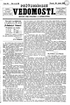 Pešťkbudínske vedomosti Dienstag 30. Juni 1863