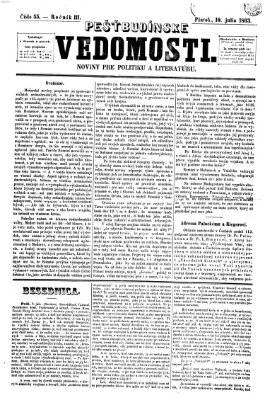 Pešťkbudínske vedomosti Freitag 10. Juli 1863