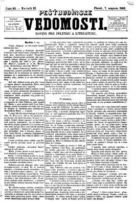 Pešťkbudínske vedomosti Freitag 7. August 1863