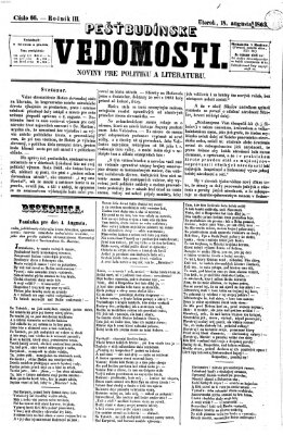 Pešťkbudínske vedomosti Dienstag 18. August 1863