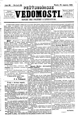 Pešťkbudínske vedomosti Freitag 28. August 1863