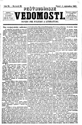 Pešťkbudínske vedomosti Dienstag 1. September 1863