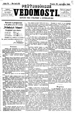 Pešťkbudínske vedomosti Dienstag 29. September 1863