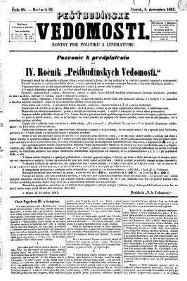 Pešťkbudínske vedomosti Dienstag 8. Dezember 1863