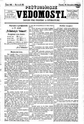 Pešťkbudínske vedomosti Dienstag 22. Dezember 1863