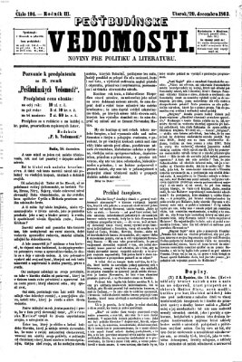 Pešťkbudínske vedomosti Dienstag 29. Dezember 1863